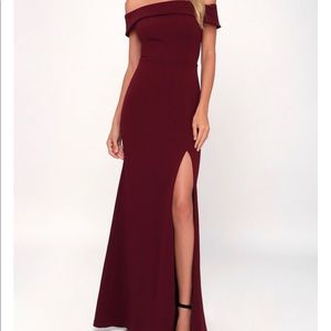 Aveline Burgundy Off-the-shoulder Maxi Dress